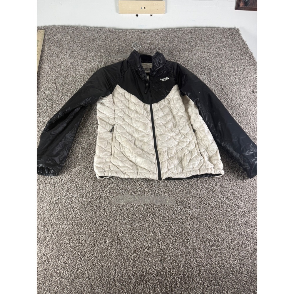 The‎ North Face Thermoball Jacket Womens Large Cream Black Quilted Puffer Full